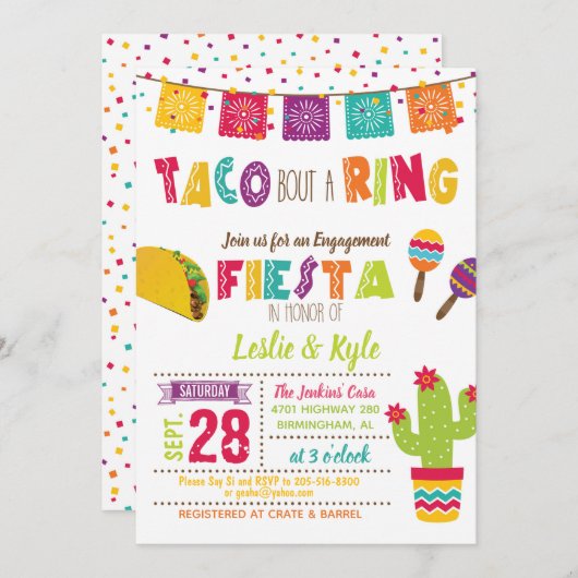 Taco Bout een Ring - Verlovingsfeestje voor Koppel Kaart (Voorkant / Achterkant)