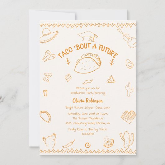 Taco Bout Een Toekomstige Fiesta Doodle Afstuderen Kaart (Voorkant)