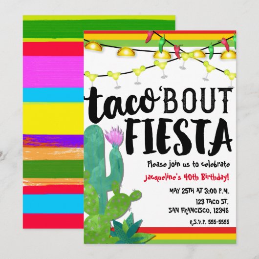 TACO BOUT FIESTA Verjaardagsfeest Cinco de Mayo Kaart (Voorkant / Achterkant)