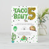 Taco Bout Five | Uitnodiging vijfde verjaardag (Staand voorkant)
