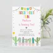 Taco Bout Fun Cactus Fiesta Girl Birthday Kaart (Staand voorkant)