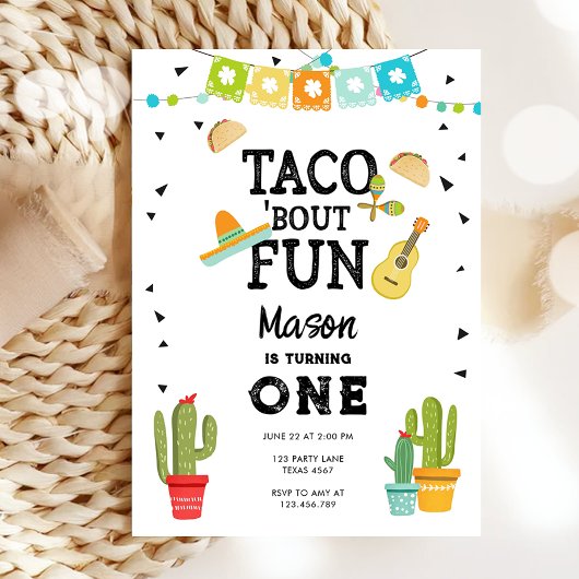 Taco Bout Fun Uno Fiesta Boy 1e verjaardag Kaart