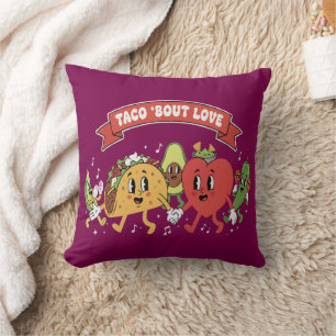 Taco 'Bout Liefde Schattige Retro Cartoon Valentij Kussen