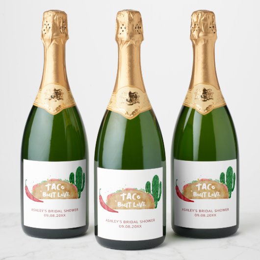 Taco 'Bout Love Bruiloft Feest Fiesta Persoonlijk Sparkling Wijnetiket (Flessen)