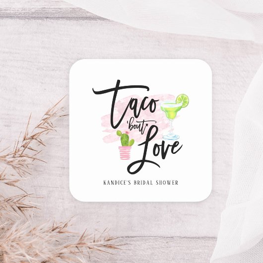 Taco Bout Love Bruiloftsborrel Vierkante Sticker