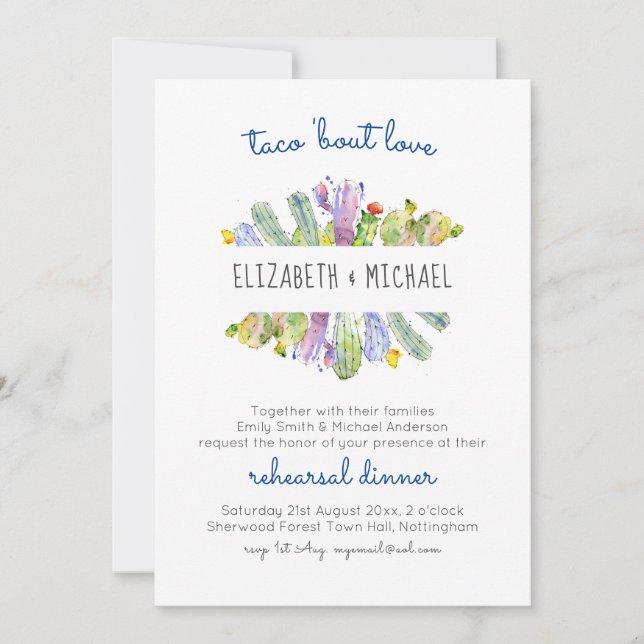 Taco Bout Love Cacti Fiesta Rehearsal Dinner (Voorkant)