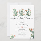 Taco 'Bout Love Cactus Bloem Bruiloftsborrel Kaart (Voorkant)