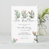 Taco 'Bout Love Cactus Bloem Bruiloftsborrel Kaart (Staand voorkant)