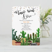 Taco 'bout Love Cactus Bruiloft Uitnodiging (Staand voorkant)