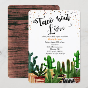 Taco 'bout Love Cactus Koppels Bruiloft Uitnodigin Kaart