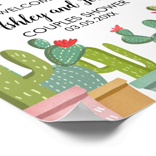 Taco Bout Love Couples Shower Cactus Welcome Sign Poster (Hoek)