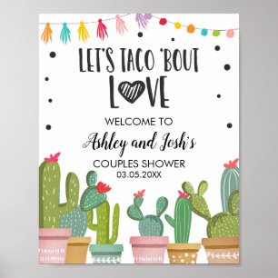 Taco Bout Love Couples Shower Cactus Welcome Sign Poster