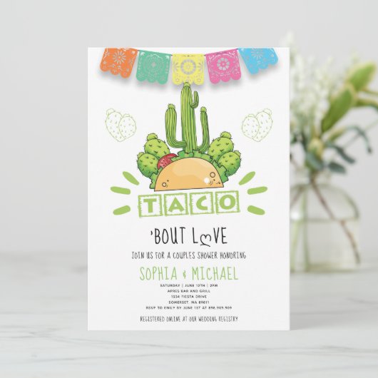 Taco 'Bout Love Couples Verloving Fiesta Modern Kaart (Staand voorkant)