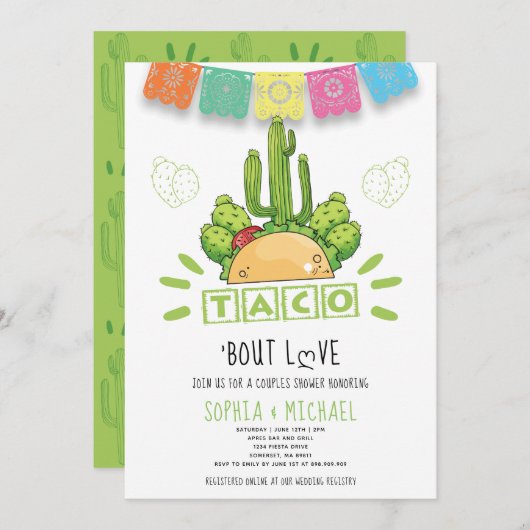 Taco 'Bout Love Couples Verloving Fiesta Modern Kaart (Voorkant / Achterkant)