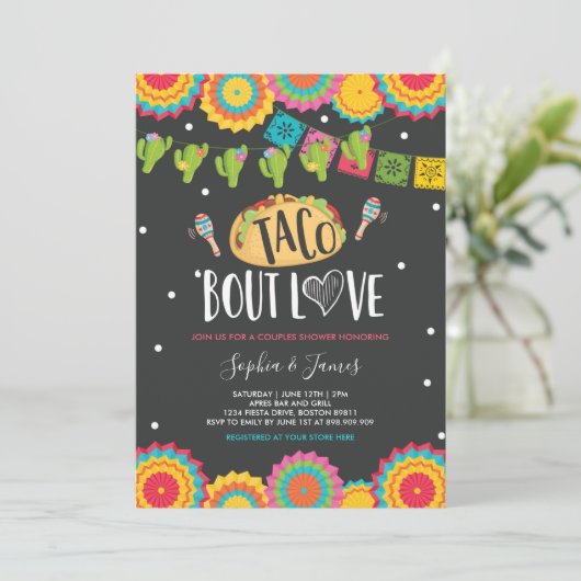 Taco 'Bout Love Couples Verloving Fiesta Party In Kaart (Staand voorkant)