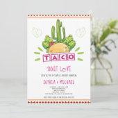 Taco 'Bout Love Couples Verloving Fiesta Pink Kaart (Staand voorkant)