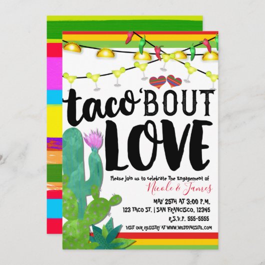 TACO BOUT LOVE Couples Verloving Wedding Fiesta Kaart (Voorkant / Achterkant)