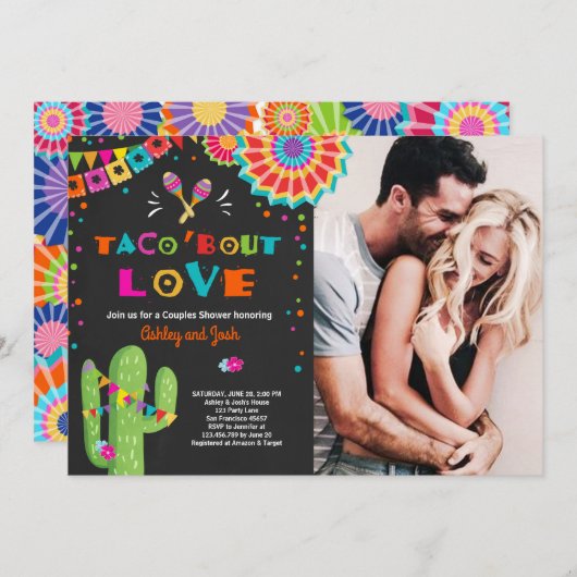 Taco Bout Love Fiesta Couples douche-uitnodiging Kaart (Voorkant / Achterkant)