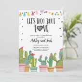 Taco Bout Love Fiesta Couples Shower Invite Cactus Kaart (Staand voorkant)