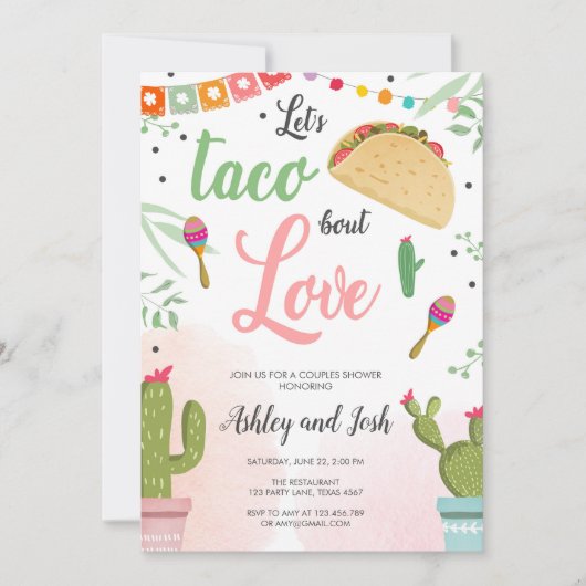 Taco Bout Love Fiesta Couples Shower Invite Cactus Kaart (Voorkant)