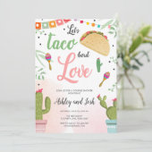Taco Bout Love Fiesta Couples Shower Invite Cactus Kaart (Staand voorkant)