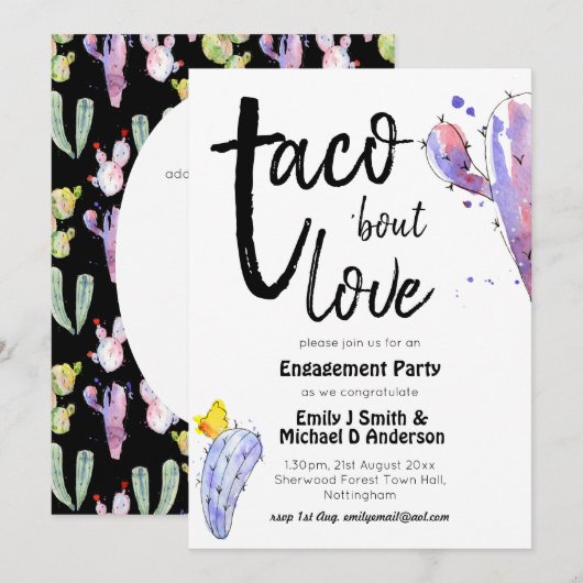 Taco Bout Love FIESTA ENGAGTY Cacti (Voorkant / Achterkant)