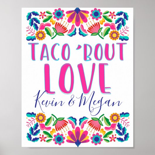 Taco Bout Love Fiesta Party Mexican Flowers Poster (Voorkant)
