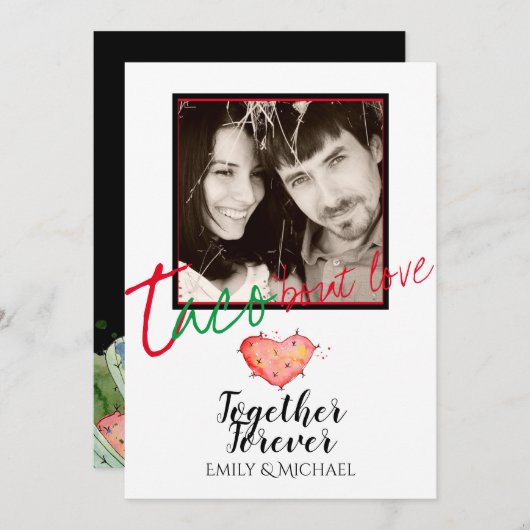 Taco Bout Love Foto Feest Bruiloft Uitnodiging (Voorkant / Achterkant)