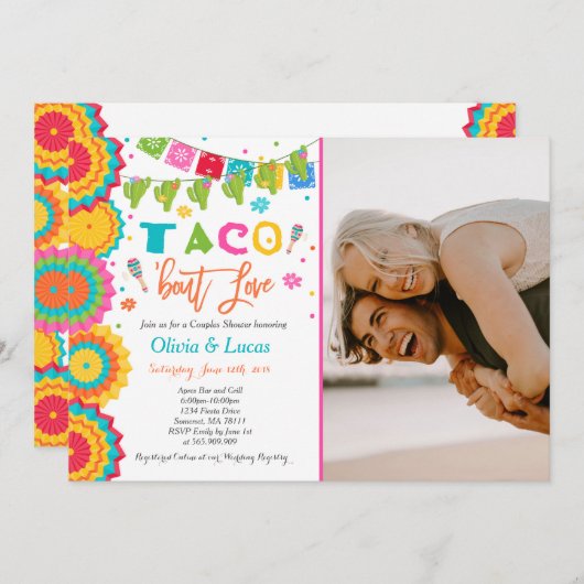 Taco Bout Love Invitation Couples Fiesta Shower Kaart (Voorkant / Achterkant)