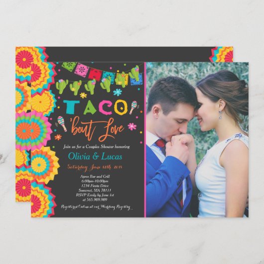 Taco Bout Love Invitation Couples Fiesta Shower Kaart (Voorkant / Achterkant)