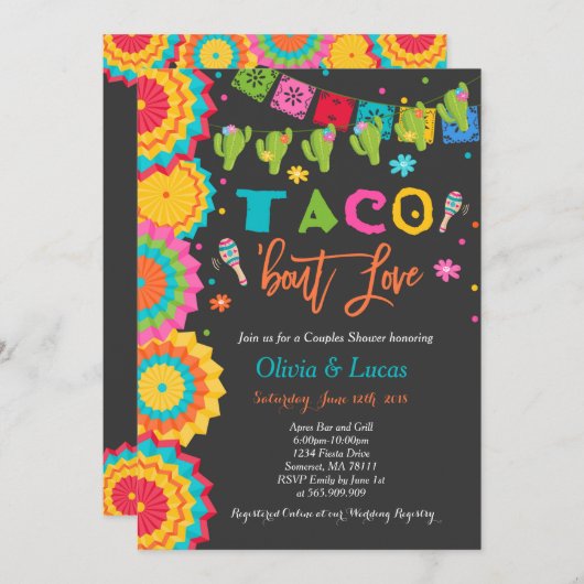 Taco Bout Love Invitation Couples Fiesta Shower Kaart (Voorkant / Achterkant)