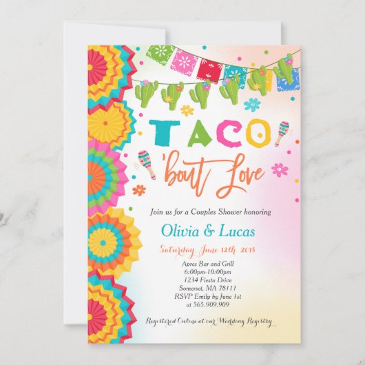 Taco Bout Love Invitation Couples Fiesta Shower Kaart (Voorkant)
