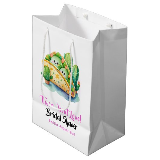 Taco 'Bout Love! Laatste Bruidsfeest Borrel Medium Cadeauzakje (Voorkant Gekanteld)