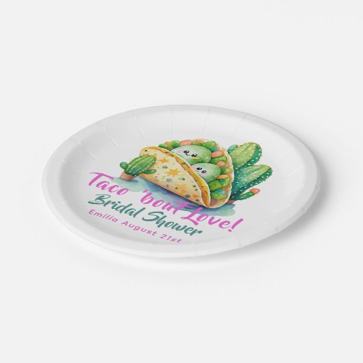 Taco 'Bout Love! Laatste Bruidsmeisjesfeest Papieren Bordje (Gekanteld)