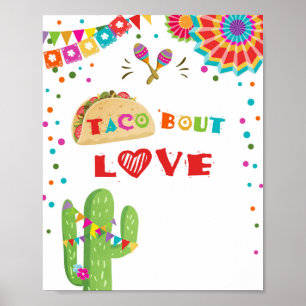Taco Bout Love Mexican Cactus Fiesta Table Sign Poster