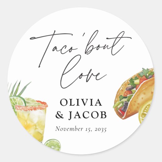 Taco bout Love Mexican Couples Shower Ronde Sticker (Voorkant)