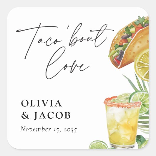 Taco bout Love Mexican Couples Shower Vierkante Sticker (Voorkant)