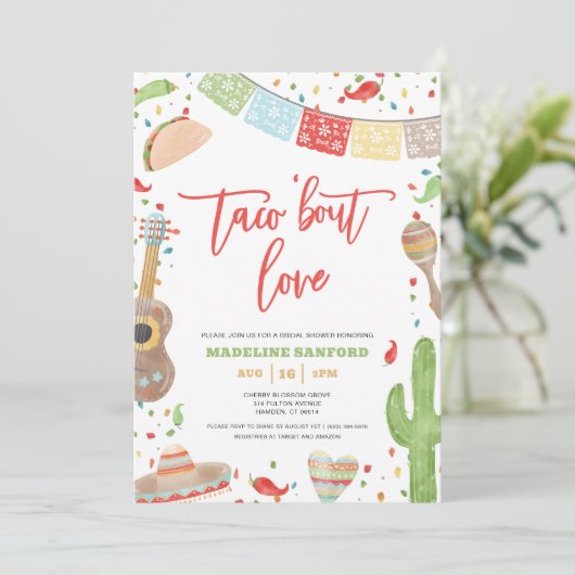 Taco 'Bout Love Mexican Fiesta Vrijgezellenfeest Kaart (Staand voorkant)