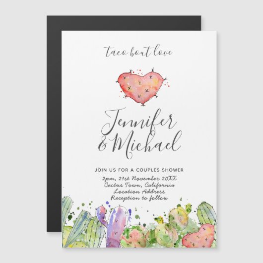 Taco Bout Love - Moderne Uitnodigingen voor Bruilo Magnetische Uitnodiging (Voorkant / Achterkant)