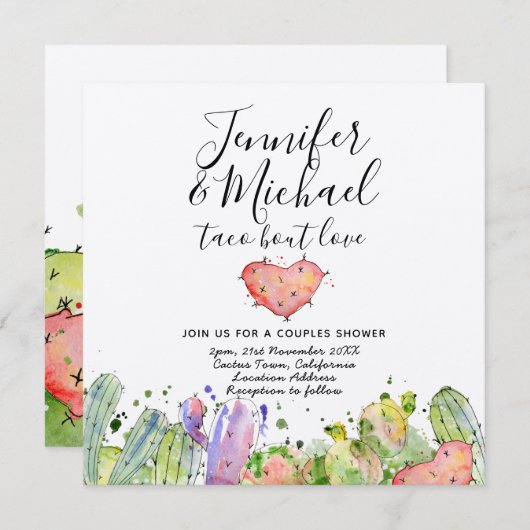 Taco Bout Love - Moderne Uitnodigingen voor een Le (Voorkant / Achterkant)