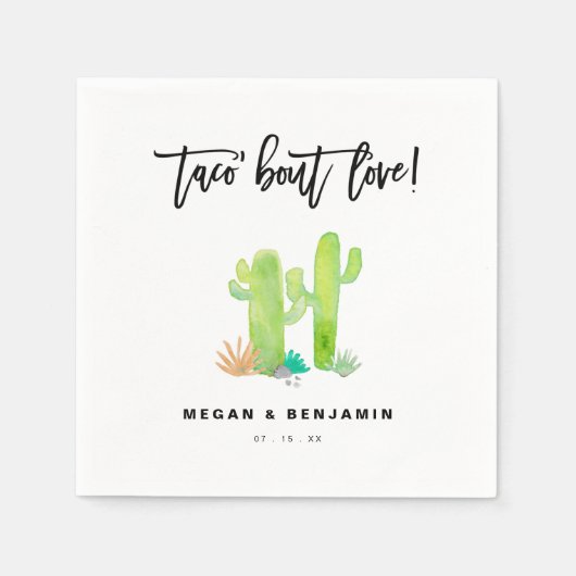 Taco Bout Love Waterverf Succulent Wedding Servet (Voorkant)