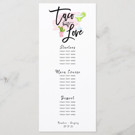 Taco Bout Love Wedding Menu (Voorkant)