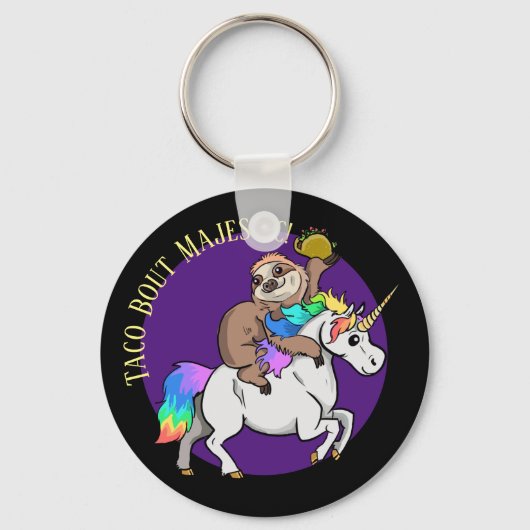Taco Bout Majestic Sloth Riding Unicorn Sleutelhanger (Voorkant)