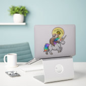Taco Bout Majestic Sloth Riding Unicorn Sticker (Laptop op bureau)