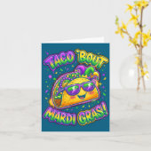 Taco Bout Mardi Gras Fat Tuesday Funny Mexican Foo Kaart (Gele Bloem)