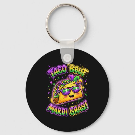 Taco Bout Mardi Gras Fat Tuesday Funny Mexican Foo Sleutelhanger (Voorkant)