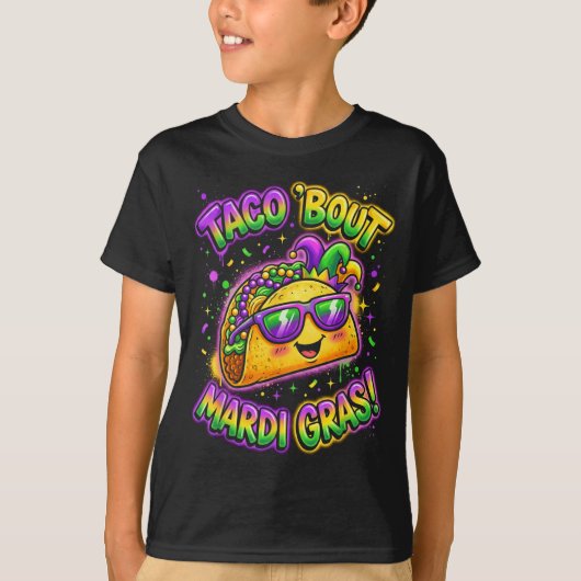 Taco Bout Mardi Gras Fat Tuesday Funny Mexican Foo T-shirt (Voorkant)