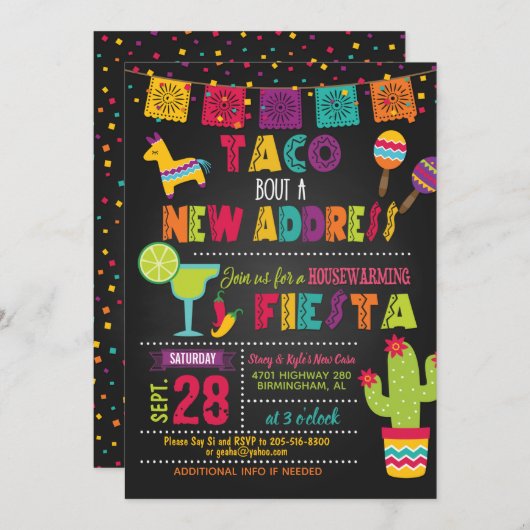 Taco Bout New Address Housewarming Invitation Kaart (Voorkant / Achterkant)