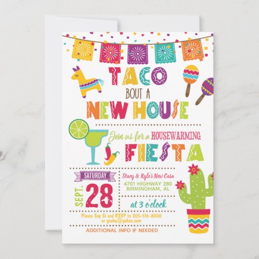 Taco Bout New House Housewarming Invitation W Kaart (Voorkant)