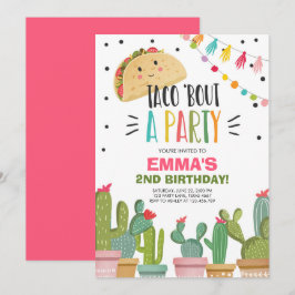 Taco Bout of a Party Girl Pink Fiesta Birthday Cac Kaart